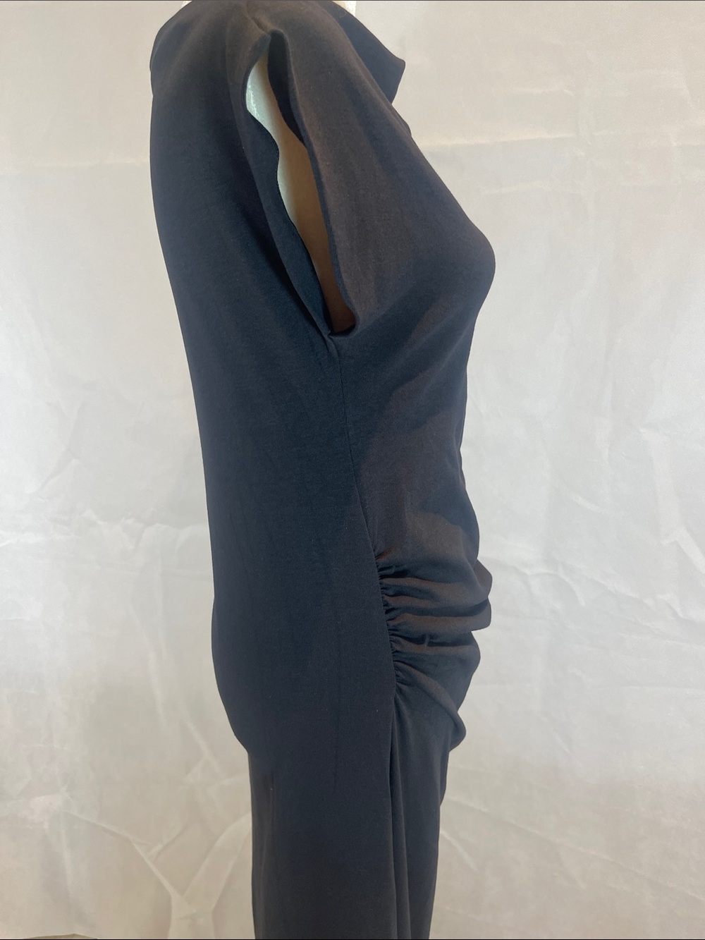 MNGO = XL , Black Draped Cap-Sleeve Women’s Dress - Picture 13 of 13